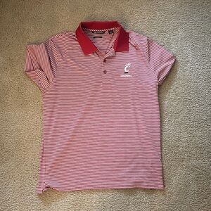 Cincinnati Red and White Striped Polo Shirt